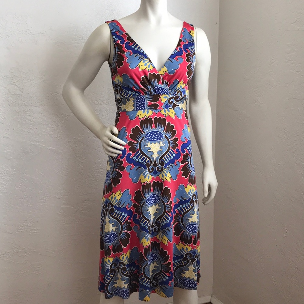 Tory Burch 100% silk stretchy knit print dress